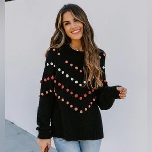 VICI Collection Diamond Peak Knit Pom Sweater Size Small